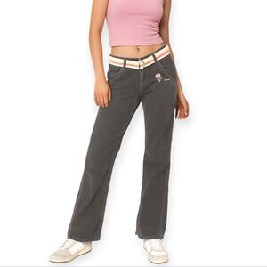 NWT Y2K Killah Low Rise Corduroy Pants with Embroidery And Belt 28 Grey